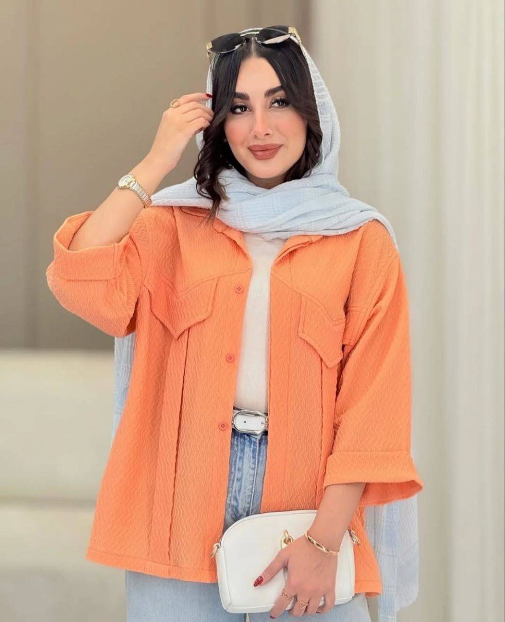 شومیز زنانه شهریور - جنس : اطلسی - رنگبندی - فری سایز