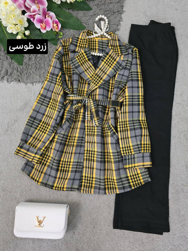 مانتو زنانه مدل آسمینا - جنس : چهارخونه سپاهان پشت آستر دار - رنگبندی - فری سایز