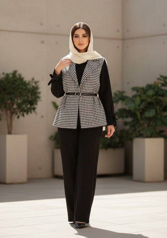 ست گلدخت جنس : پیچازی و شلوار و آستین مازراتی مشکی, شکلاتی, کرم فری سایز زنانه