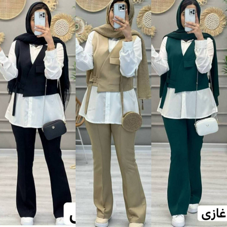 مدل آفاق جنس : مازراتی با کیفیت شومیز داکرون کرم, نسکافه ای, سبز روشن, سبز تیره, طوسی تیره فری سایز زنانه