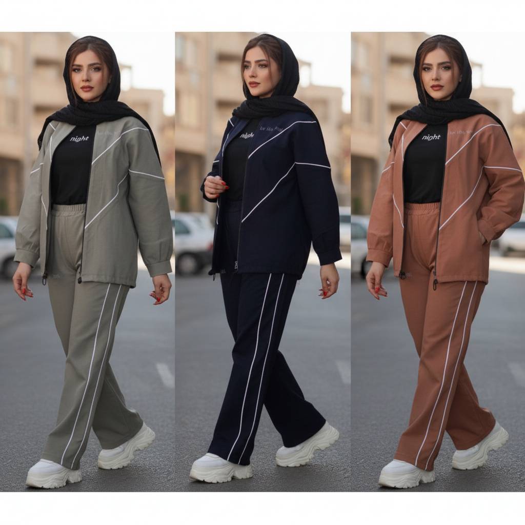 رستاک (ست سوئیشرت و شلوار) جنس : کتان بنگال سبز, طوسی, نسکافه ای, سبز ماچا, سورمه ای, مشکی سایزبندی زنانه
