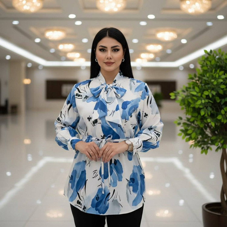 شومیز کراواتی جنس : الیزه رنگبندی فری سایز زنانه