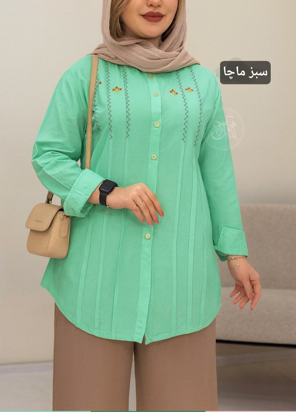 مانتو زنانه گل افرا - جنس : الیاف لینن آنزیم شور شده✅️ گلدوزی شده - رنگبندی - فری سایز