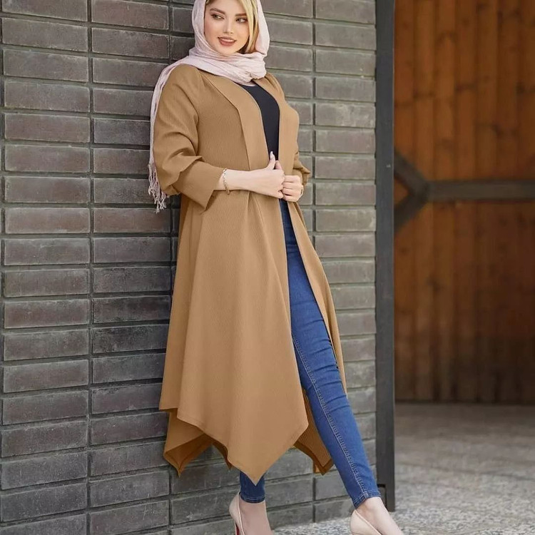 مانتو زنانه پرفروش ساحل - 🧵جنس : کرپ حریر میله ای اعلا - رنگبندی - فری سایز