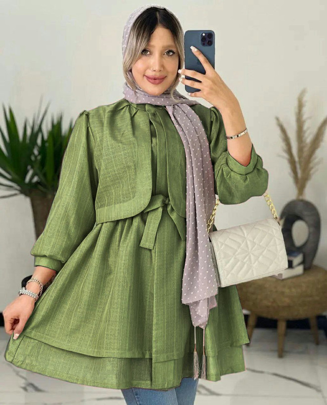 مانتو عروسکی زیبای زنانه پریچهر ☘☘ 🧵جنس : کتان نازلی درجه یک🤌🤌رنگبندی - فری سایز