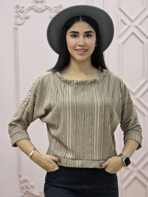 👚نام :شومیز زنانه یقه قایقی مراکشی سایان - 🧵جنس :مراکشی گرم بالا - رنگبندی - فری سایز