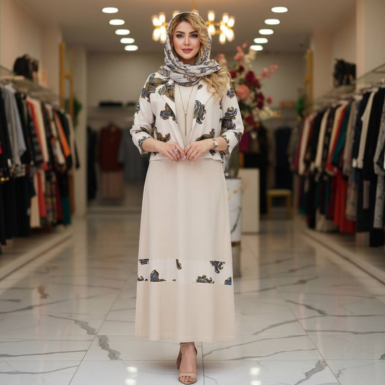 کت و سارافون لنین جنس : لنین نچرال کرم, قهوه ای, سبزیشمی, سبزسدری فری سایز زنانه