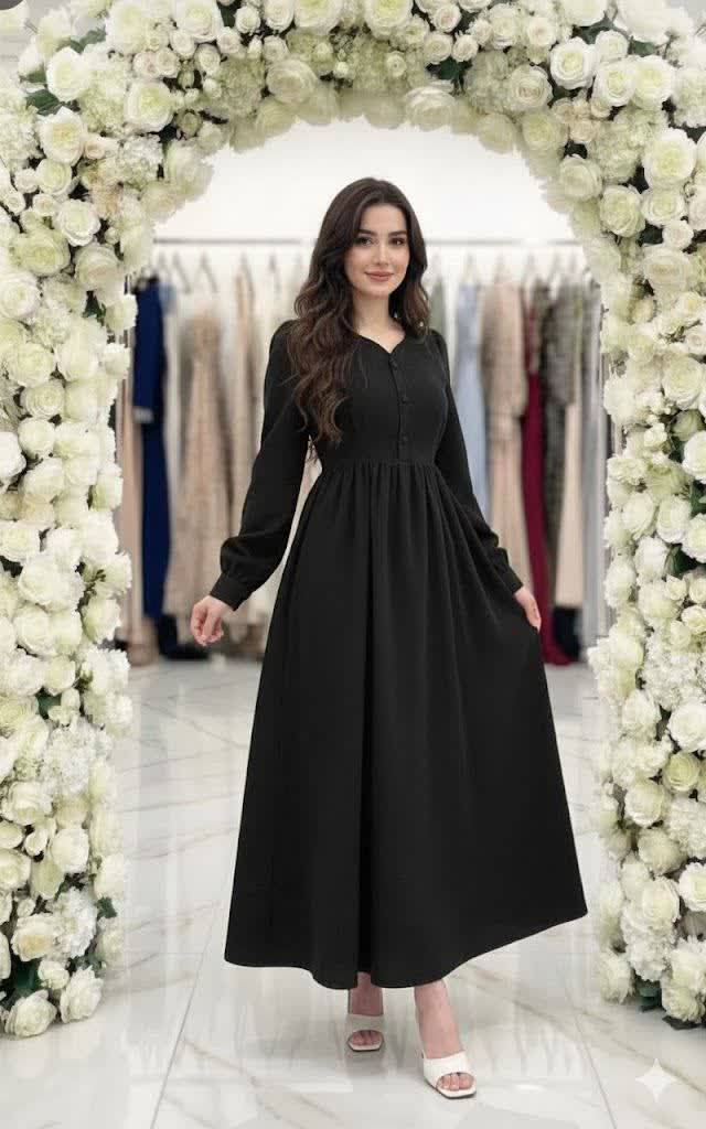 پیراهن پریسا جنس : مخمل کبریتی مشکی , توسی , کرم , سایز بندی زنانه