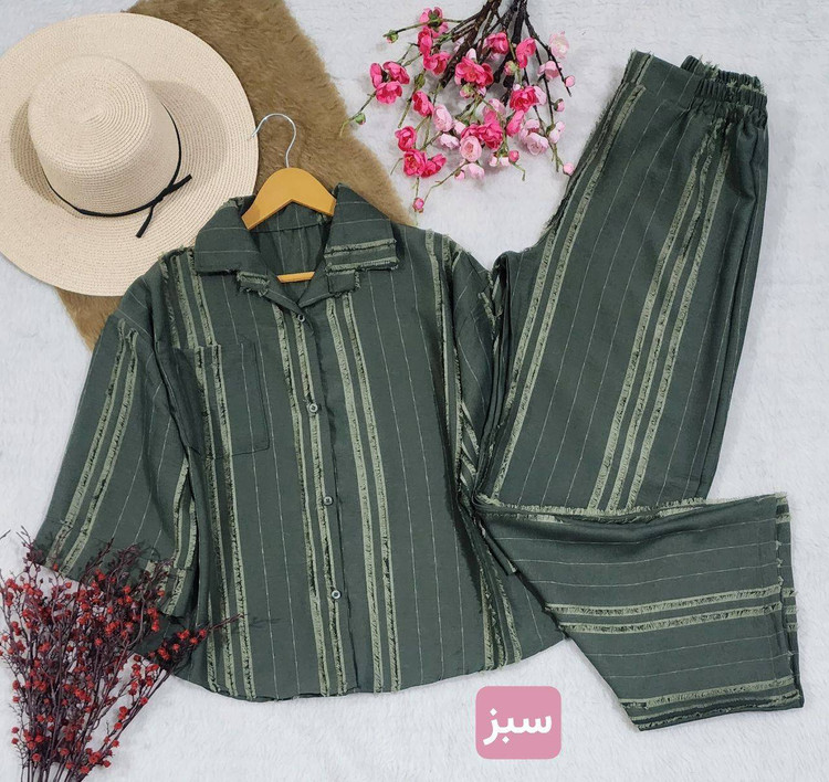 ست شومیز شلوار ماهورا جنس : کریشه درجه۱ خاکی, سبز, سرمه ای, طوسی, کالباسی, مشکی فری سایز زنانه