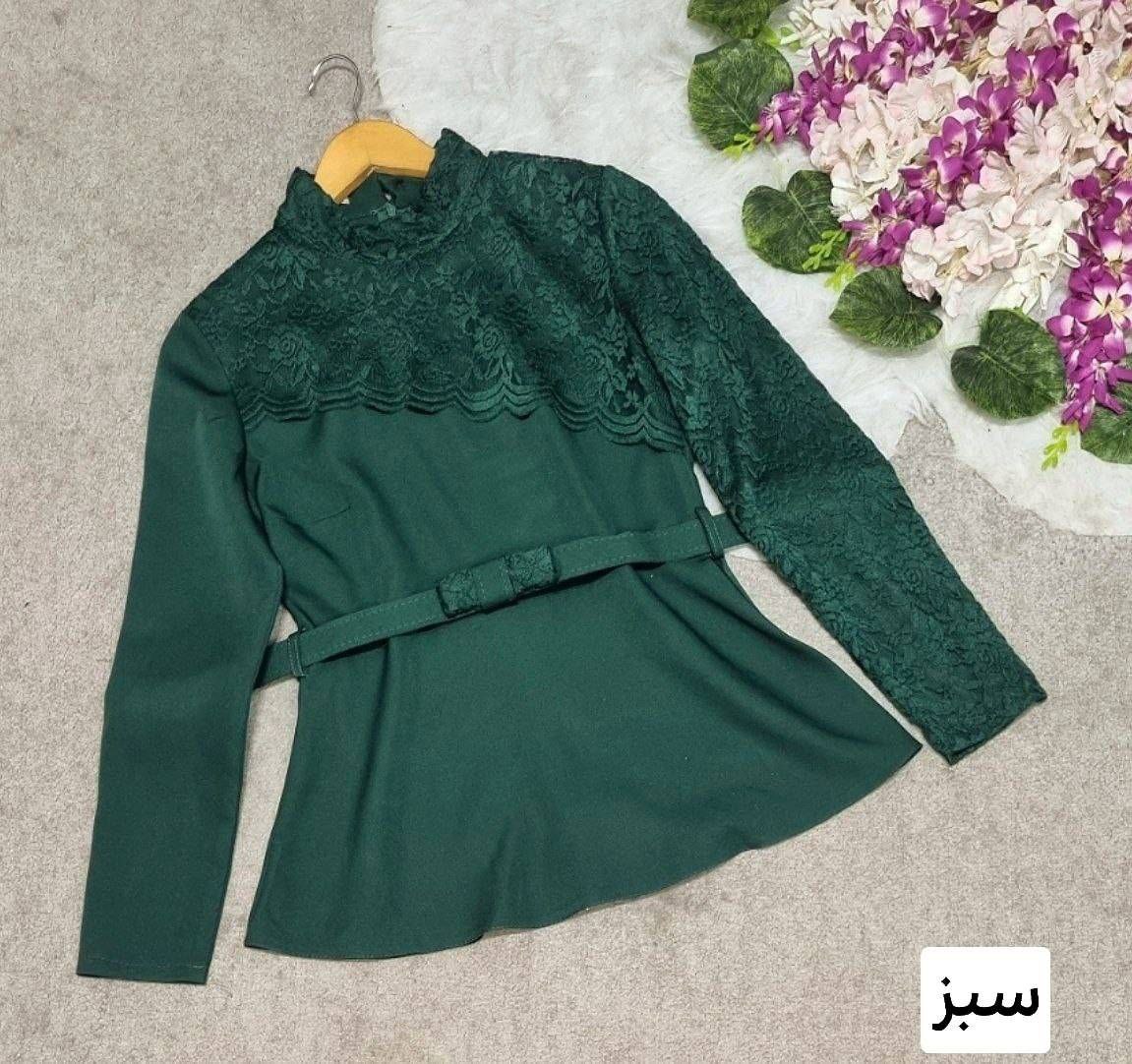 شومیز رونیکا جنس: مازراتی درجه1 سبز - سدری - سفید - سورمه - مشکی - نسکافه سایز بندی زنانه