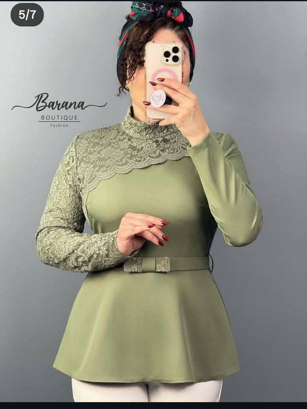 شومیز رونیکا جنس: مازراتی درجه1 سبز - سدری - سفید - سورمه - مشکی - نسکافه سایز بندی زنانه