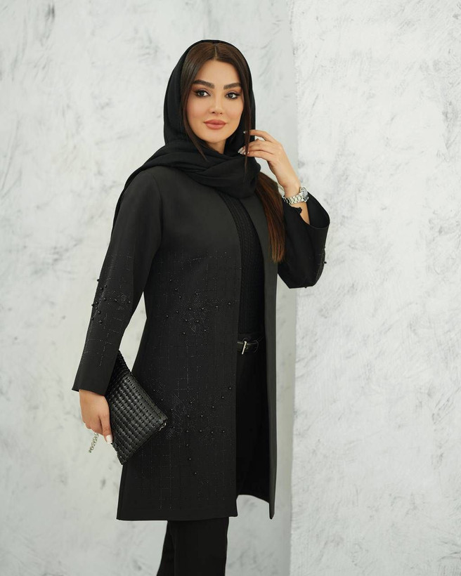 مانتو ریماشیده مزون دوز جنس: مازراتی درجه1 مشکی سایزبندی زنانه