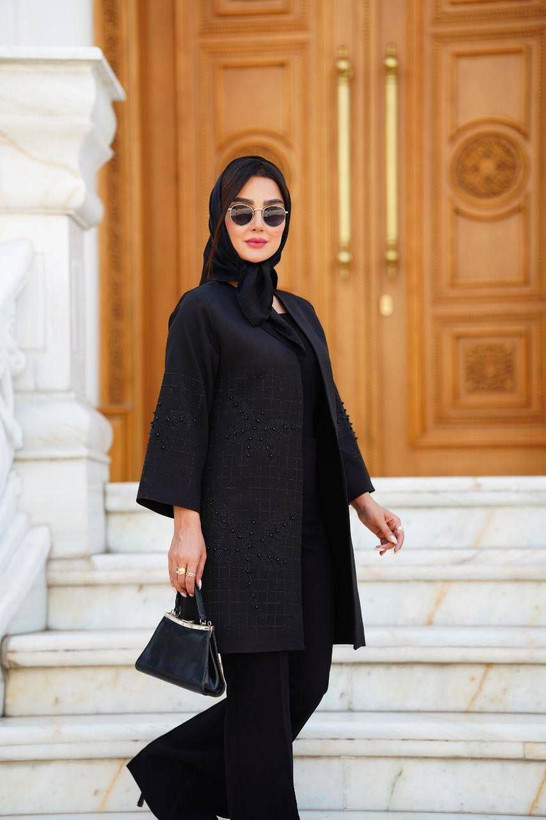 مانتو ریماشیده مزون دوز جنس: مازراتی درجه1 مشکی سایزبندی زنانه