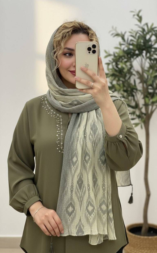 شال کریشه لوزی جنس : برشکا کریشه سافت رنگبندی فری سایز زنانه