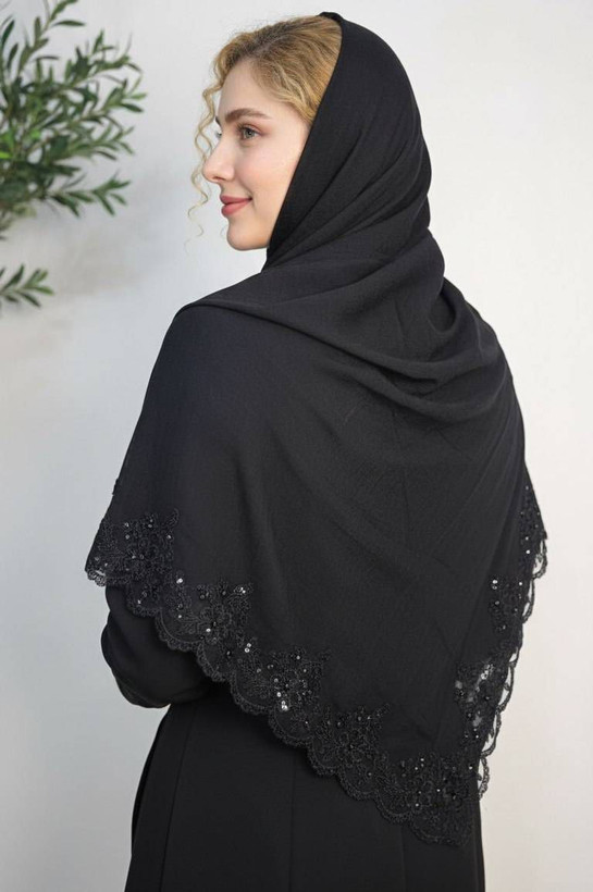 روسری ماهرو جنس : ژاکارد اسلپ و خرجکار مجلسی دور دانتل, ریسه گلدار فری سایز زنانه