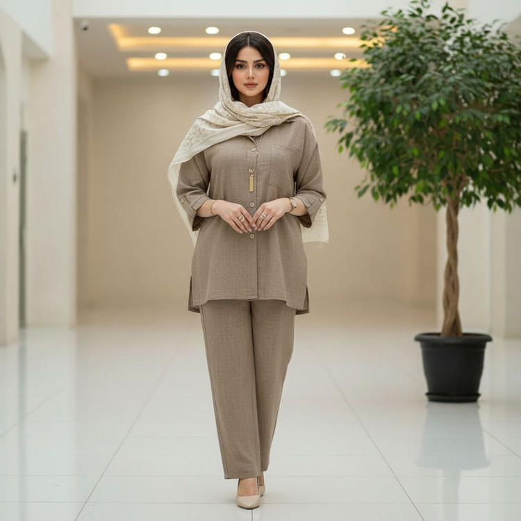 ست مانلی جنس : شانتون ژاکارد اعلا آبی نفتی, سدری, فیلی, کرم, مشکی, نسکافه ای فری سایز زنانه