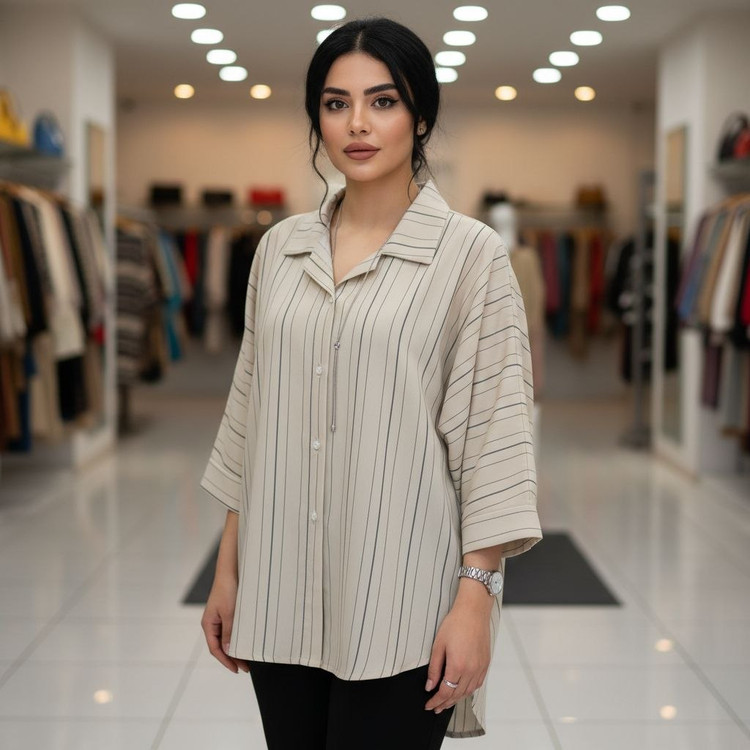 شومیز باکسی جنس : الیزه رنگبندی فری سایز زنانه