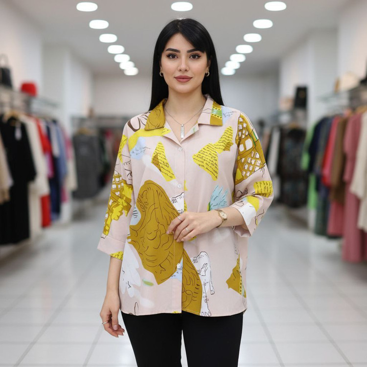 شومیز باکسی جنس : الیزه رنگبندی فری سایز زنانه