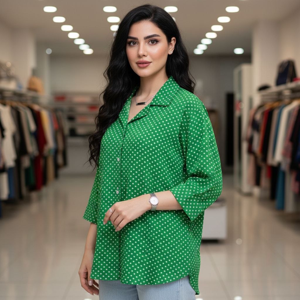 شومیز باکسی جنس : الیزه رنگبندی فری سایز زنانه