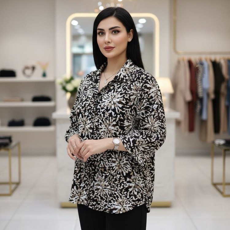 شومیز باکسی جنس : الیزه رنگبندی فری سایز زنانه