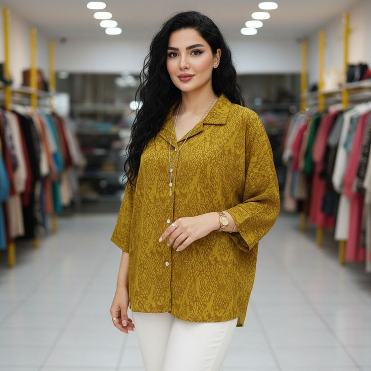 شومیز باکسی جنس : الیزه رنگبندی فری سایز زنانه