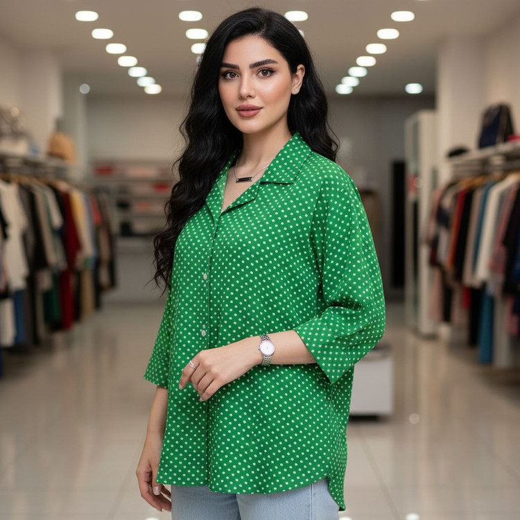 شومیز باکسی جنس : الیزه رنگبندی فری سایز زنانه