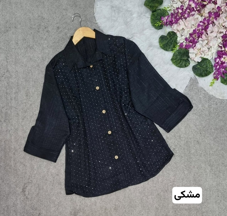 شومیز کامل نگین کاری جنس: شانتون دیپلمات درجه1 ابی - سورمه - مشکی - نسکافه - کرمی - یشمی فری سایز زنانه