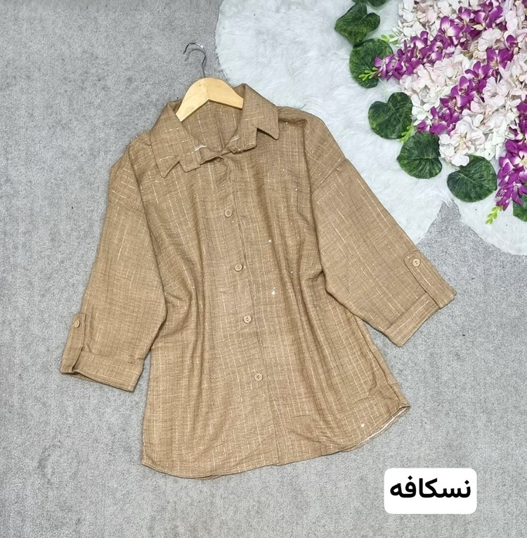 شومیز کامل نگین کاری جنس: شانتون دیپلمات درجه1 ابی - سورمه - مشکی - نسکافه - کرمی - یشمی فری سایز زنانه