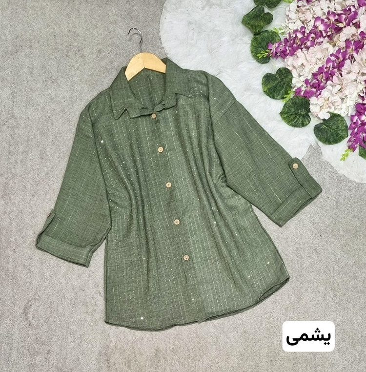 شومیز کامل نگین کاری جنس: شانتون دیپلمات درجه1 ابی - سورمه - مشکی - نسکافه - کرمی - یشمی فری سایز زنانه
