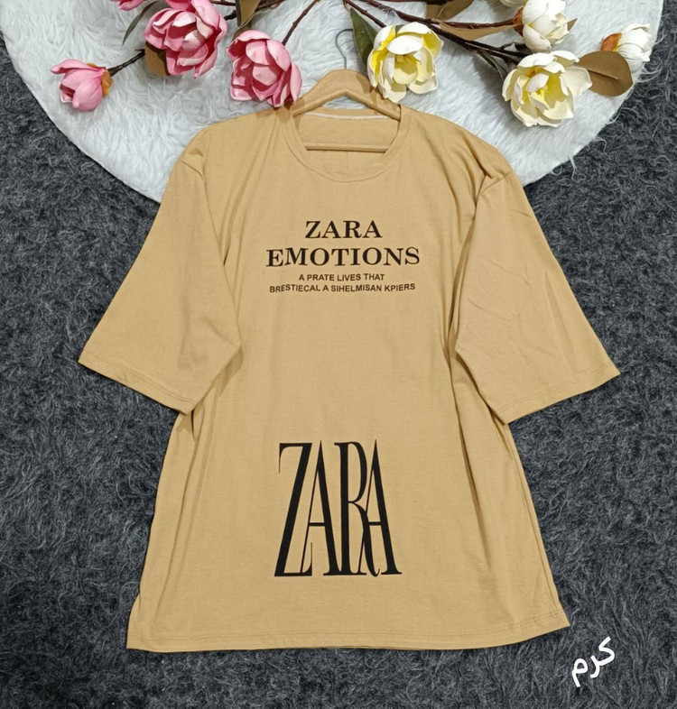 تیشرت ZARA جنس : نخ پنبه اعلا سرخابی - مشکی - قرمز - کرم - سبز - خردلی - کالباسی - سفید - فری سایز زنانه