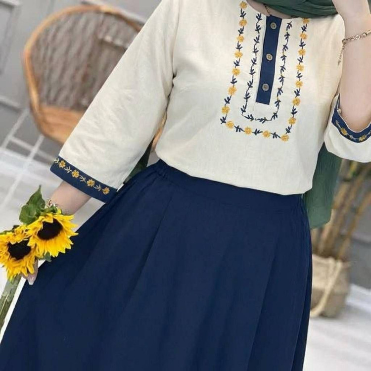 شومیز و دامن ژیوا جنس : لنین و شانتون باکیفیت : سبز, سرمه ای, کرم نسکافه ای, مشکی, نسکافه ای فری سایز زنانه