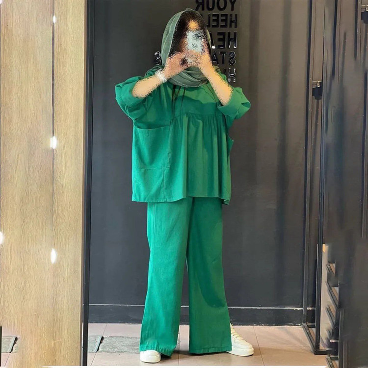 دوتیکه زنانه عروسکی - 👚جنس : لینن - رنگبندی - فری سایز