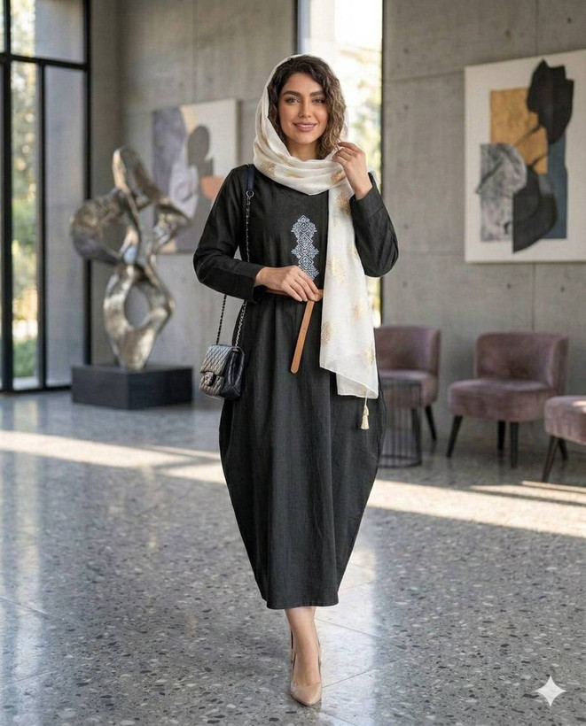 :کفتان ماهک جنس : الیاف لنین طبیعی آبی، مشکی فری سایز زنانه