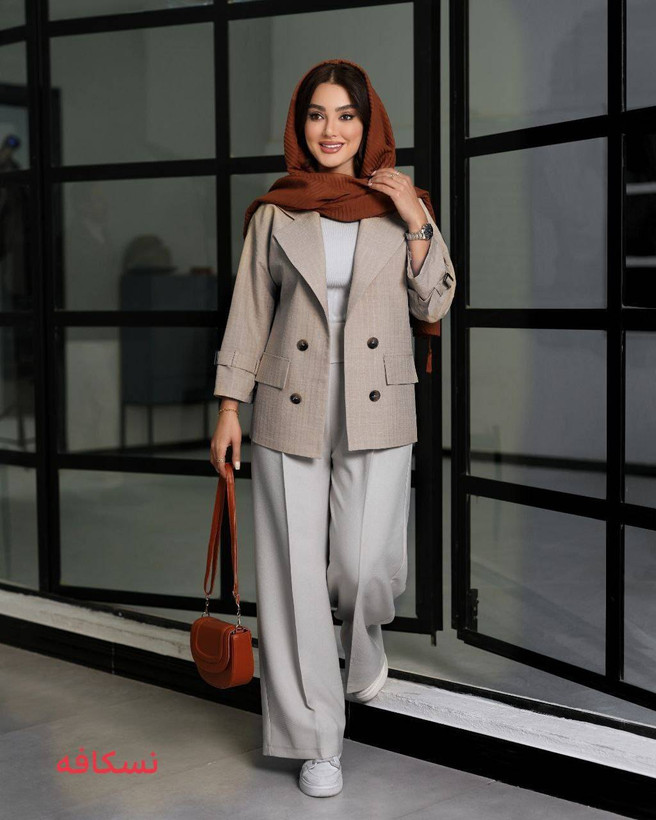 کت زنانه یقه انگلیسی مدل عطرا 😍🧵 پارچه لنین ژاکارد - رنگبندی - سایزبندی