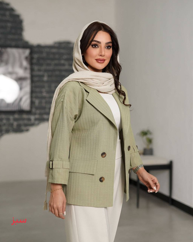 کت زنانه یقه انگلیسی مدل عطرا 😍🧵 پارچه لنین ژاکارد - رنگبندی - سایزبندی