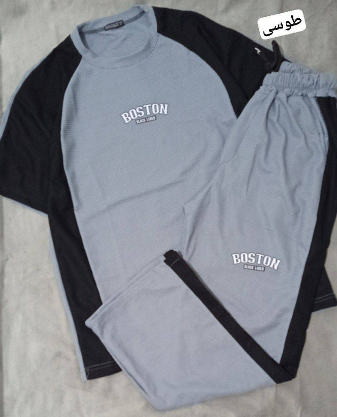 ست مردانه تیشرت شلوار دورنگ - پارچه بیسکوییتی- رنگبندی - سایزبندی