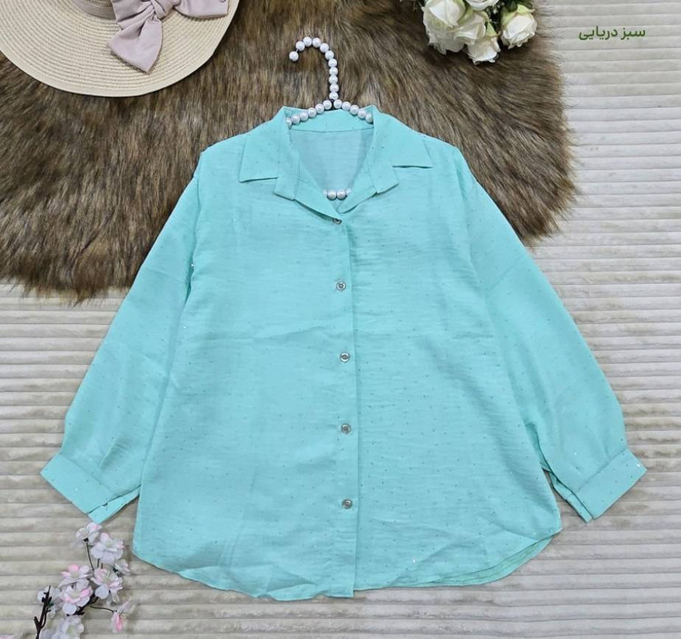 شومیز مانتویی بابونه 🧵جنس کرسپو نگین دار اعلا و درجه یک مشکی, سفید, سبز دریایی, صورتی, زرد, آبی فری سایز زنانه