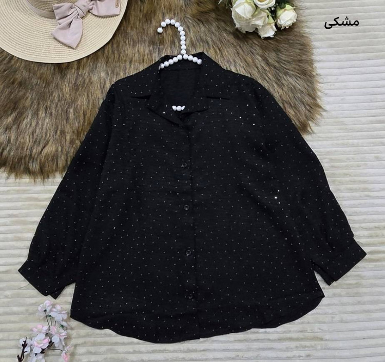 شومیز مانتویی بابونه 🧵جنس کرسپو نگین دار اعلا و درجه یک مشکی, سفید, سبز دریایی, صورتی, زرد, آبی فری سایز زنانه