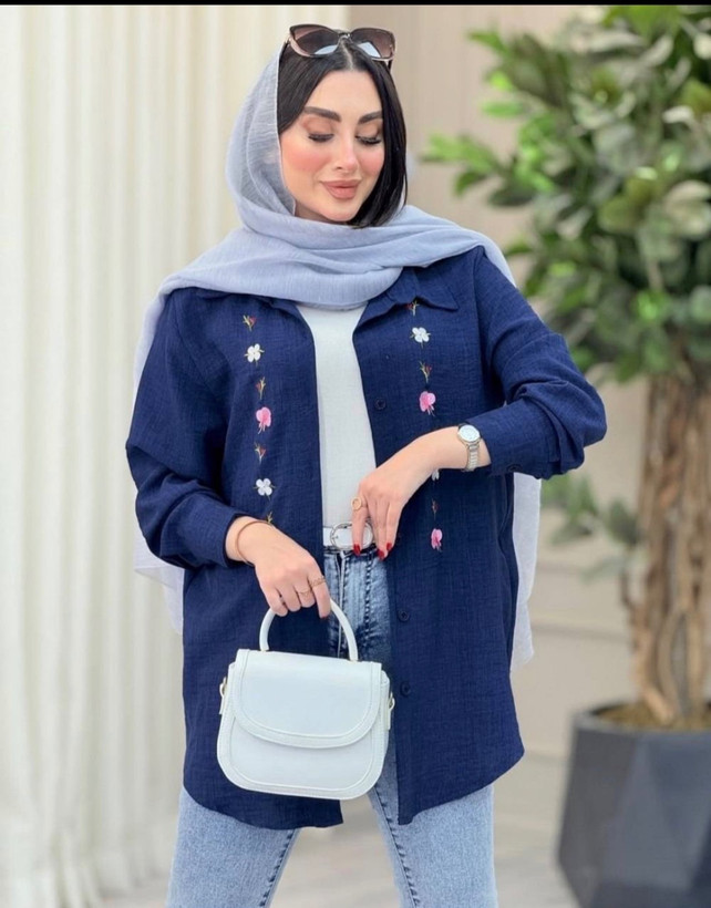 شومیز شبدر جنس : شانتون اعلا مشکی, سورمه, زرشکی, کرم, طوسی, کله غازی فری سایز زنانه