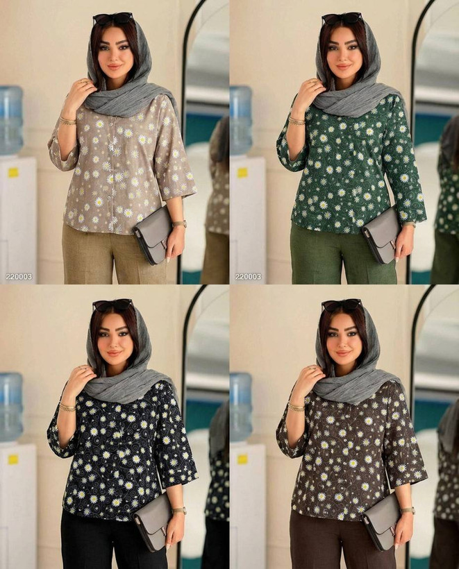 ست زنانه ژاکلین - جنس : شومیز بوگاتی گرم بالا شلوار شانتون باکیفیت - رنگبندی - فری سایز
