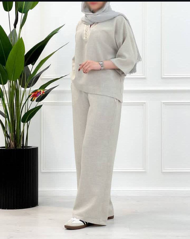 ست شومیز شلوار زنانه یقه کنفی - 🧵جنس : شانتون صوفیا - رنگبندی - سایزبندی زنانه