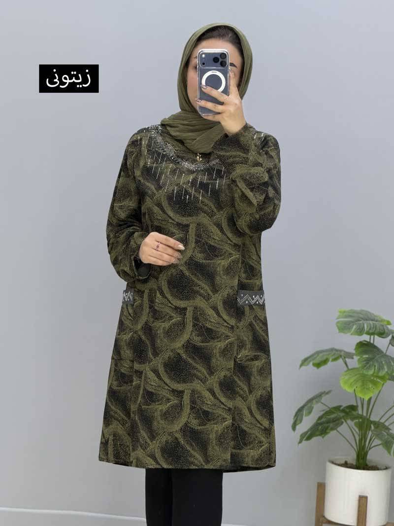 تونیک بلندشایسته جنس : ویکسوز کالباسی - نسکافه - طوسی - سرمه - زیتونی - فری سایز زنانه