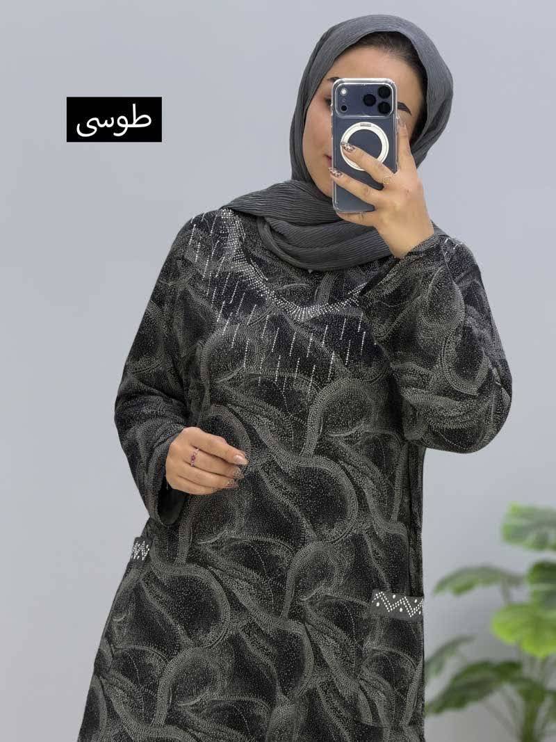 تونیک بلندشایسته جنس : ویکسوز کالباسی - نسکافه - طوسی - سرمه - زیتونی - فری سایز زنانه