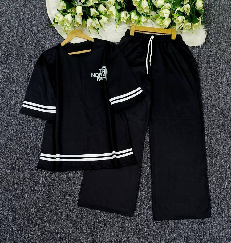 ست تیشرت شلوار North face جنس : گلکسی نخ پنبه با کیفیت آبی, مشکی, سرمه ای, کرم, شکلاتی, سدری فری سایز زنانه