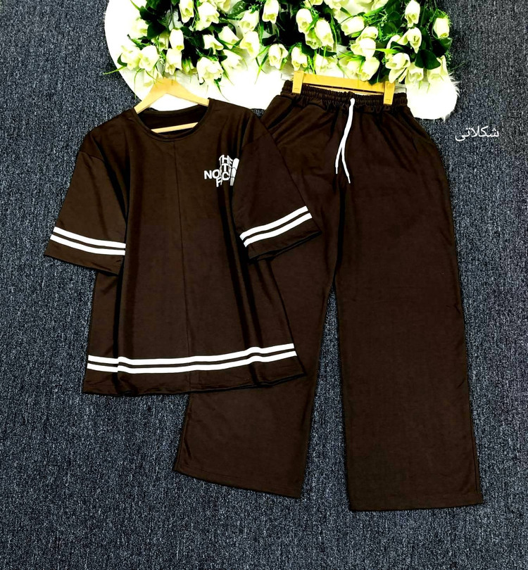 ست تیشرت شلوار North face جنس : گلکسی نخ پنبه با کیفیت آبی, مشکی, سرمه ای, کرم, شکلاتی, سدری فری سایز زنانه