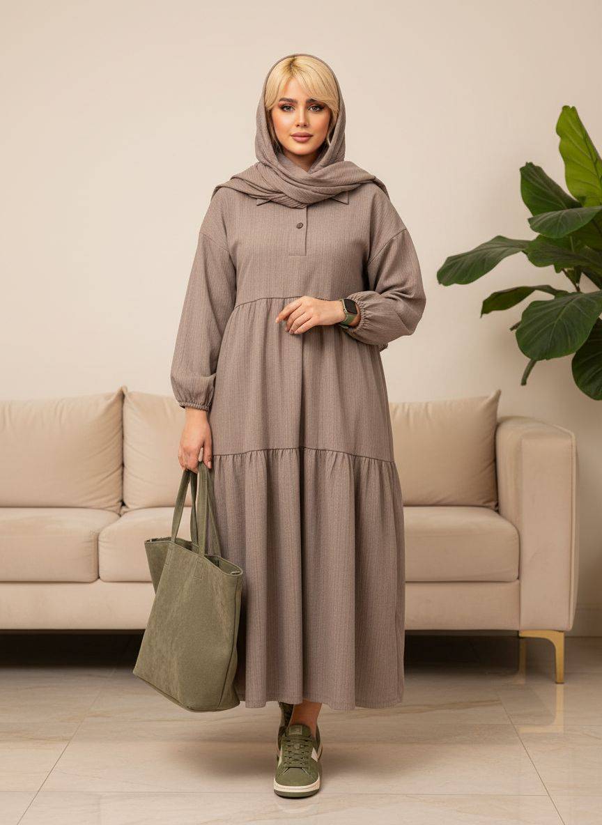 پیراهن مانتویی آرام  جنس : کراش اعلا  مشکی, استخوانی, سبز, کالباسی.تیره فری سایز زنانه