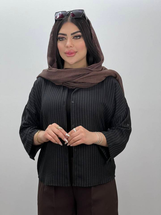 شومیزمانتویی آستین پاگن دار نهال جنس : شانتون صوفیا دیپلمات مشکی - سبز - کرم - آجری - فری سایز زنانه
