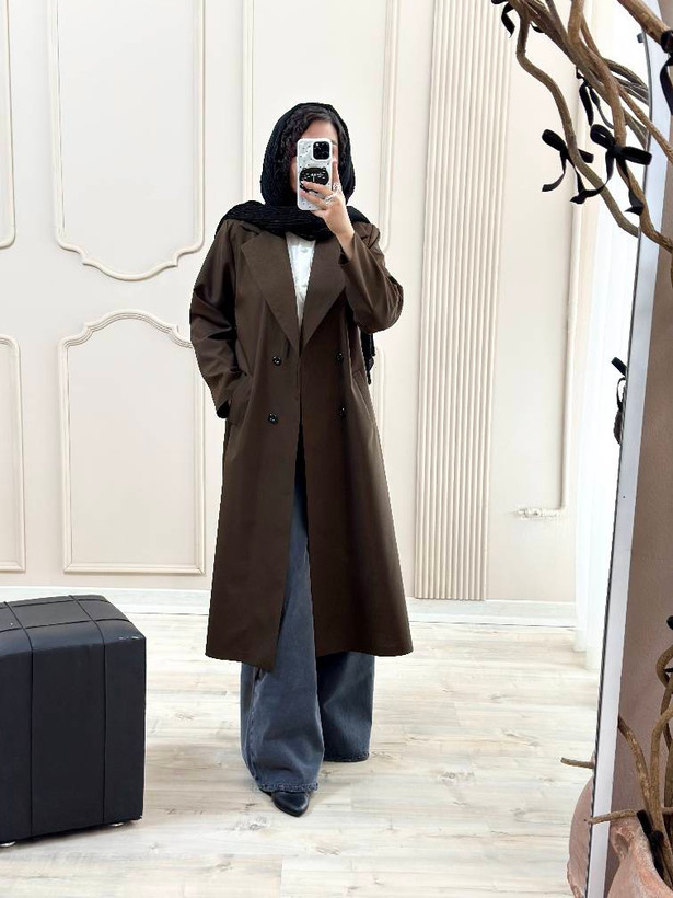 مانتو بلند مدل دنیز جنس : پرشیا مشکی, سرمه ای, نوک مدادی, قهوه ای فری سایز زنانه