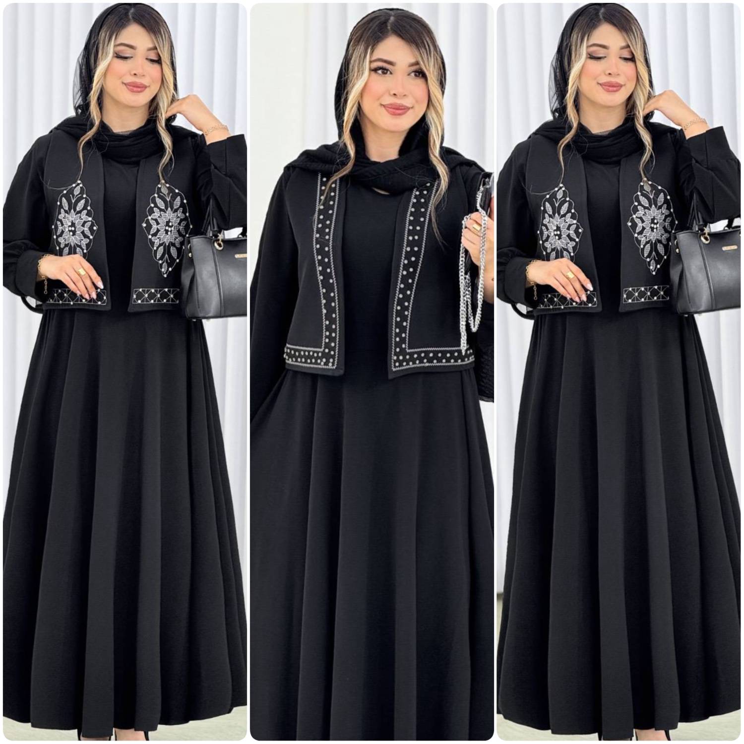 پیراهن و جلیقه پریزاد جنس : پیراهن بوگاتی جلیقه مازراتی طرح لوزی, طرح حاشیه نگین فری سایز زنانه