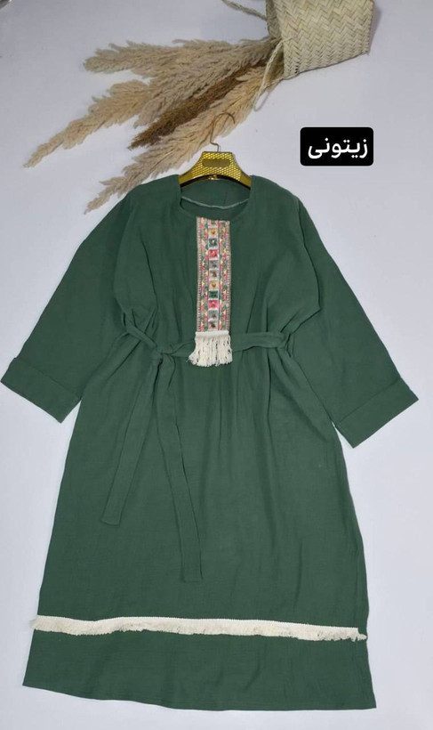 کفتان موسلین جنس : موسلین دبل فیس درجه یک زیتونی - مشکی - سدری - نسکافه ای - فری سایز زنانه